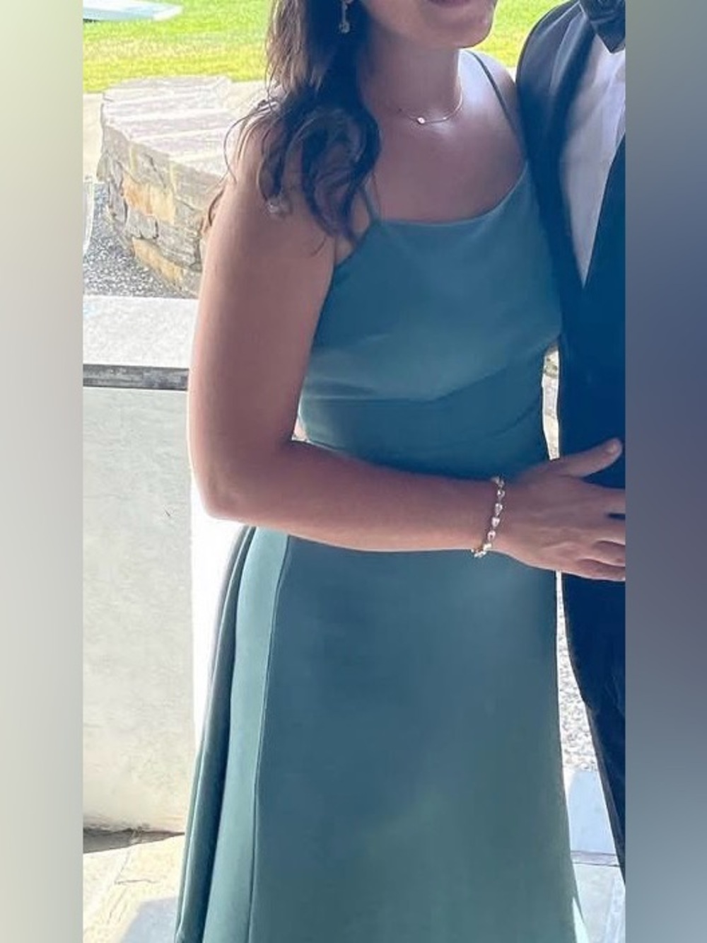 Sleek dark turquoise/green Spaghetti Strap Maxi Dress